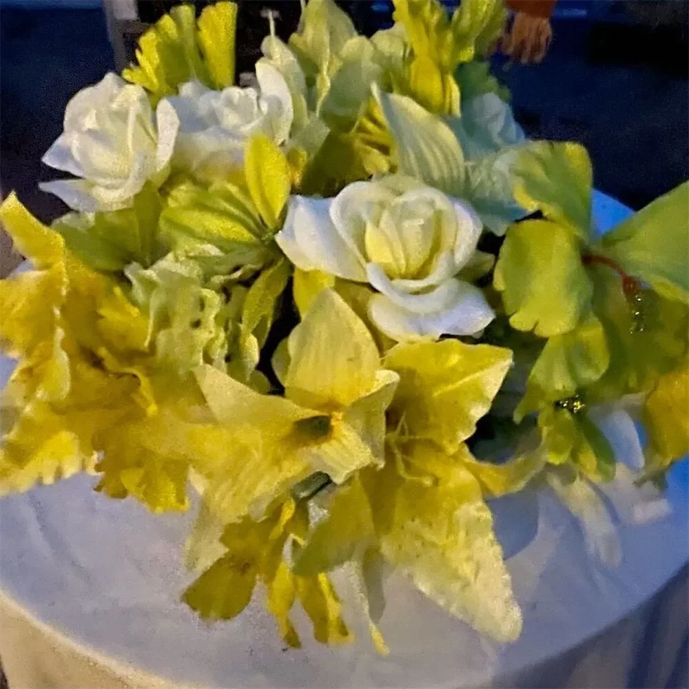 Please Read! Yellow Artificial Arrangement in Decorative Basket Centerpiece